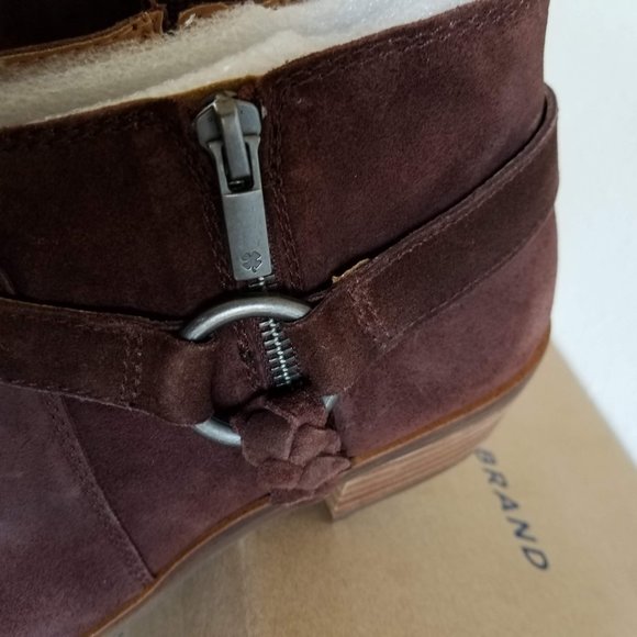 New Lucky Brand brown suede block heel booties - Picture 7 of 9